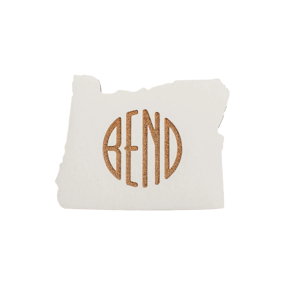Bend Oregon White Wood Magnet
