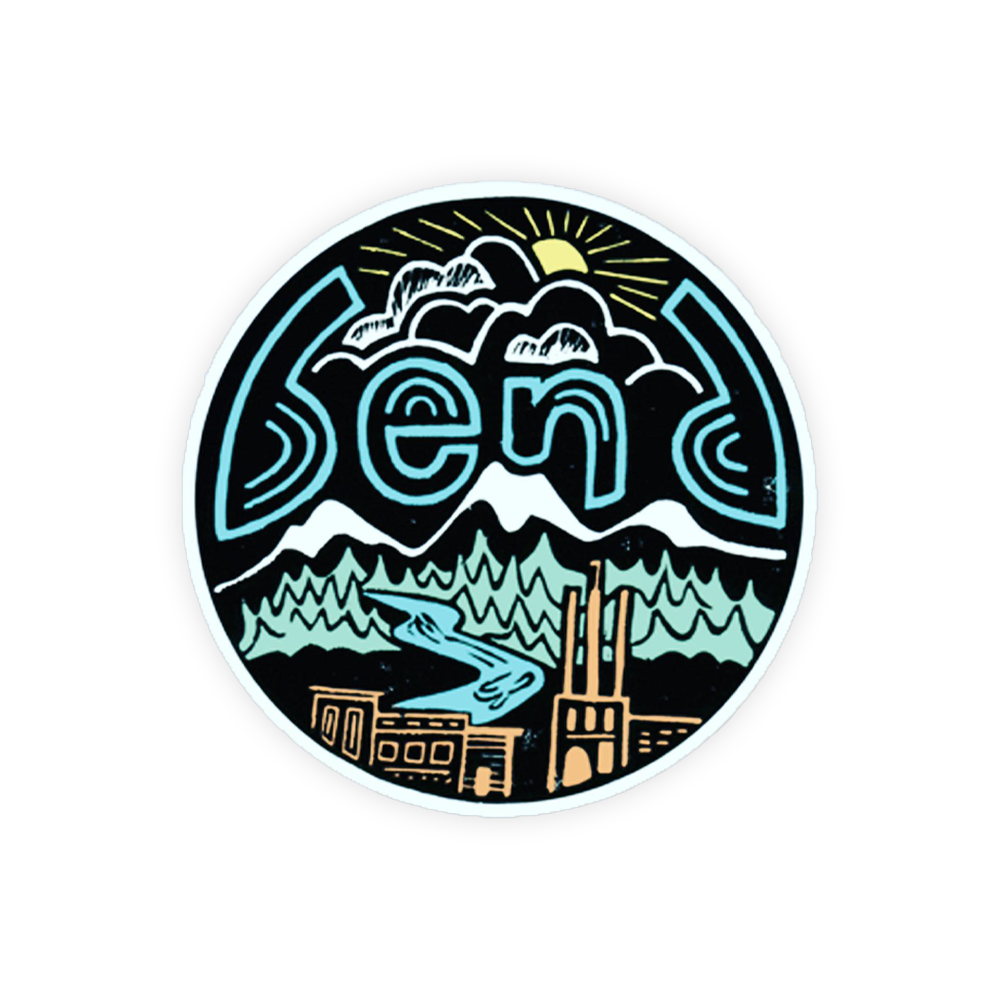 Bend Linocut Sticker