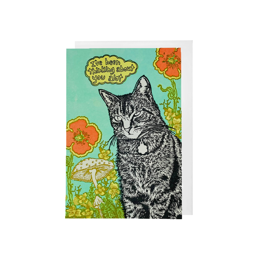 Cat & Flowers Card