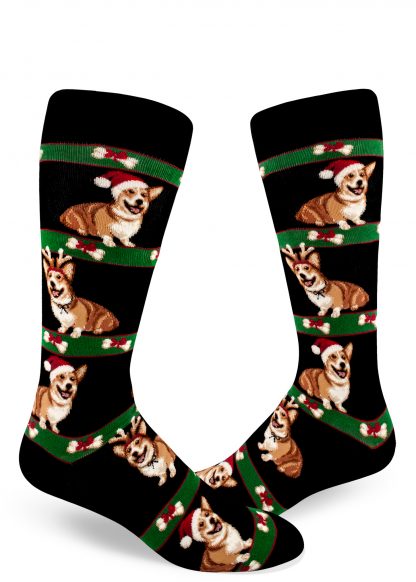Men's Corgi Holiday Crew Socks