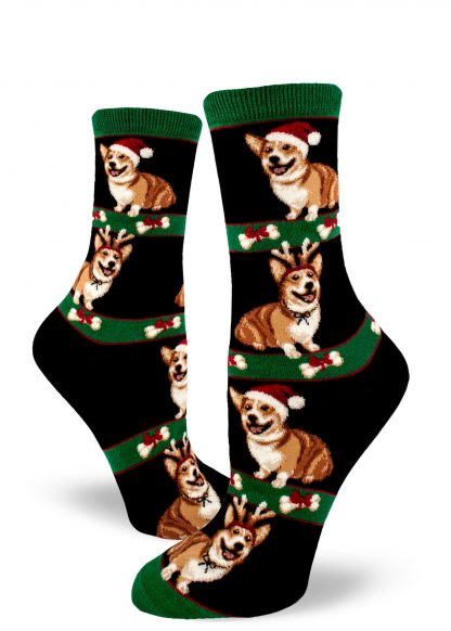 Women's Corgi Holiday Crew Socks