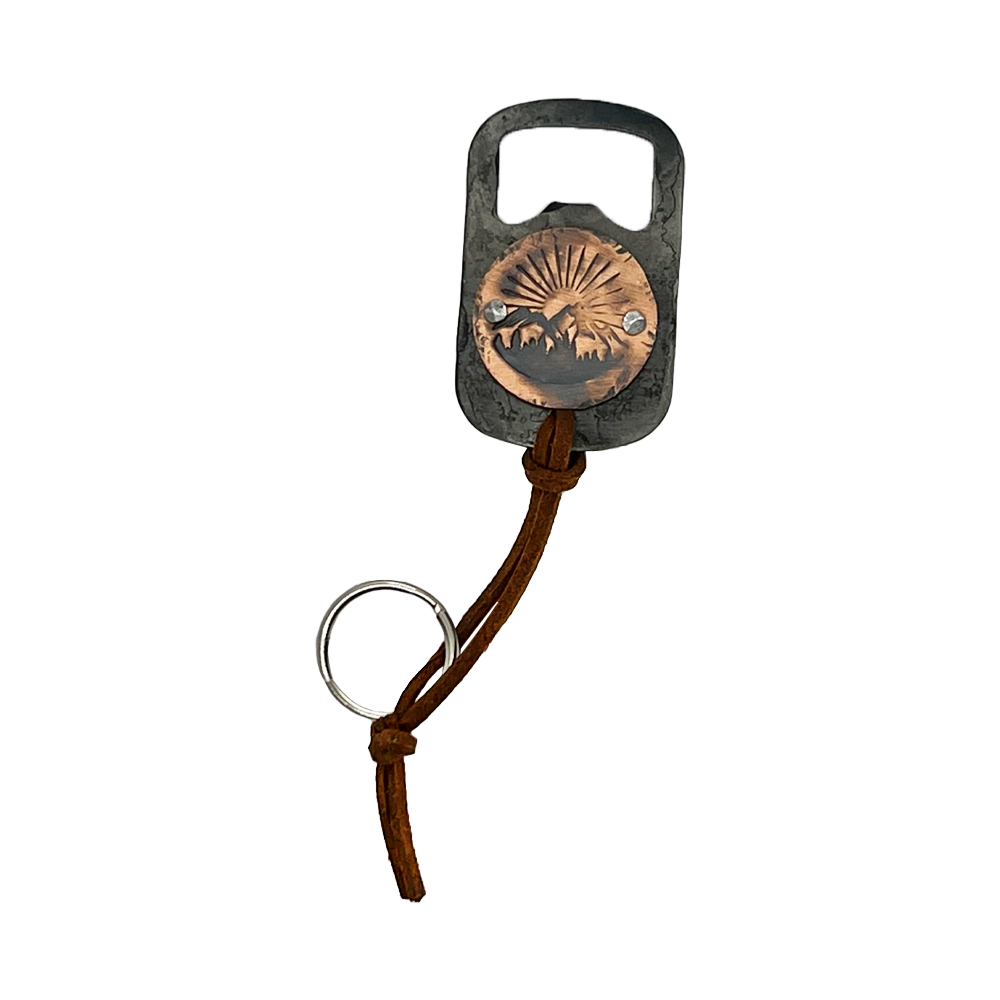 Mountain Sunrise Steel Bottle Opener Keychain