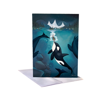 Orca Diving Girl Card
