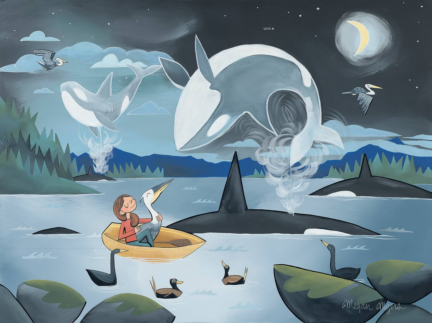 Night Orca Print