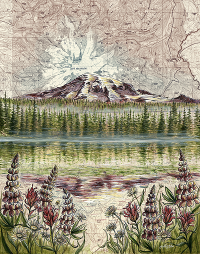 Mt Rainier Reflections Print
