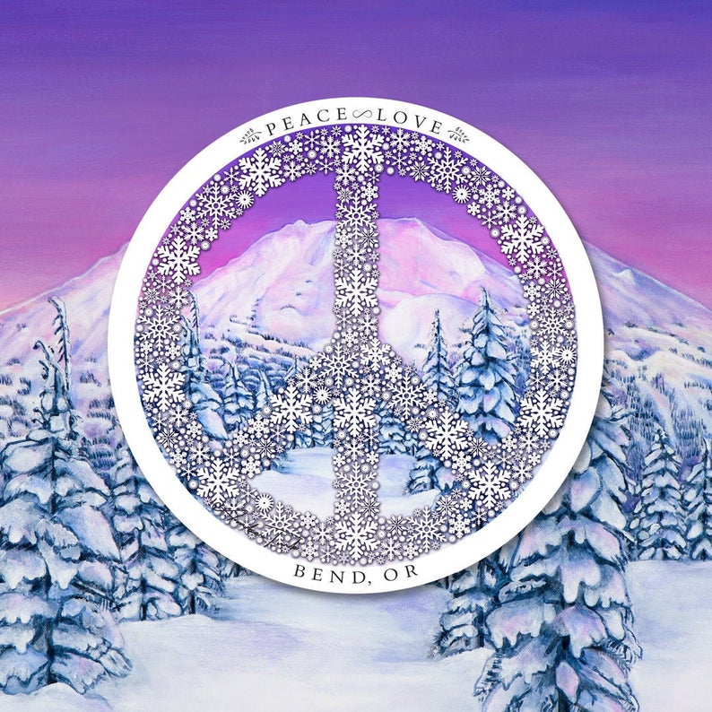Peace Love Bend Mt Bachelor Sticker