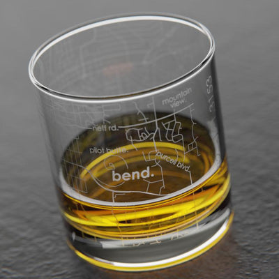 Bend Etched Rocks Glass