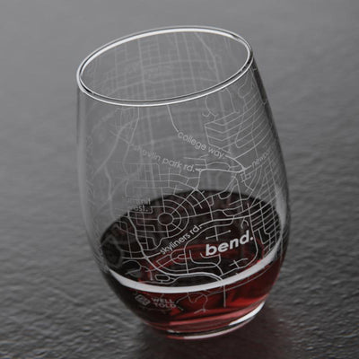 Bend Etched Stemless Wine Glass