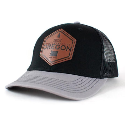 Explore Oregon Leather Patch Trucker Hat