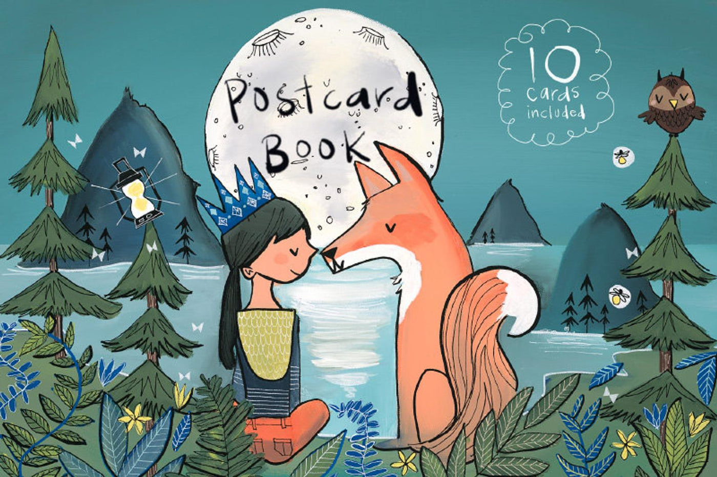 Full Moon Fox Girl Postcard Booklet