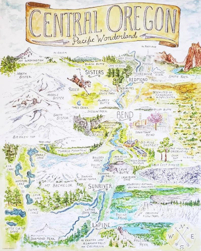 Central Oregon Map Print