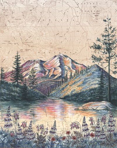 Mount Shasta from Heart Lake Print