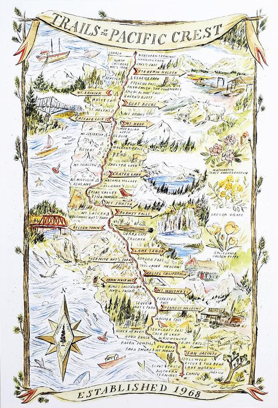 Trails of the Pacific Crest Map Print